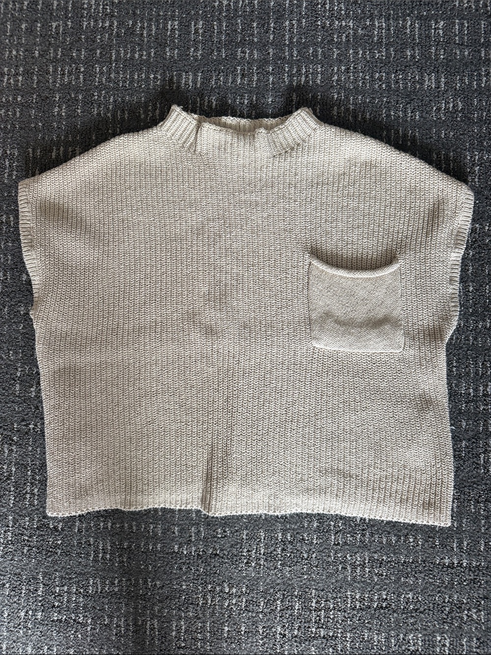 Free People Beach 100% CottonSleeveless Ribbed Knit Pocket Sweater in Beige Sz M - Picture 3 of 8